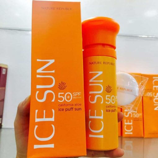 Kem chống nắng Ice Sun SPF50 PA++++ Clear Ice Puff Sun (màu cam)
