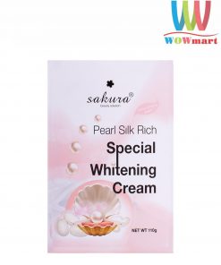 Kem tắm trắng ngọc trai tơ tằm Sakura Pearl Silk Rich Special Whitening Cream 110g