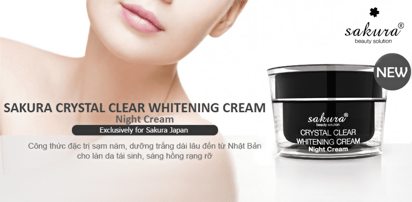 Kem trị nám trắng da ban đêm Sakura Crystal Clear Whitening Night Cream 30g