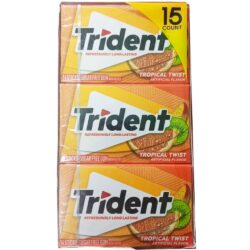 Sing gum Mỹ không đường Trident Tropical Twist 14 Sticks x15 Pack (Vị cam) 4 keo gum khong duong trident tropical twist 14 mieng x 15 goi 271023 kb