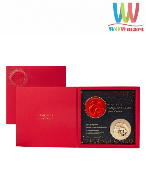 Set 2 phấn nước Ohui Asiana Airline Red & Gold Rose Petal Special Edition II 15g