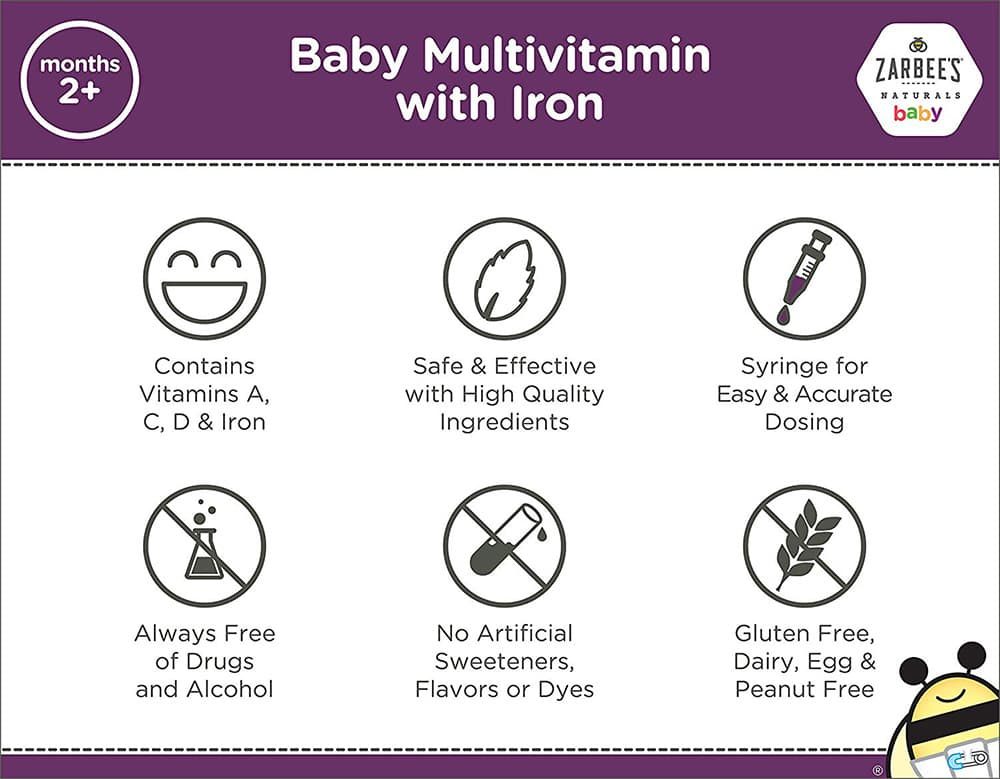 Siro đa vitamin cho trẻ Zarbee’s Baby Multivitamin With Iron Supplement 59ml 22 Siro đa vitamin cho trẻ Zarbee’s Baby Multivitamin With Iron Supplement 59ml