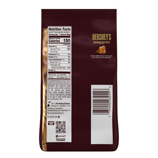 Socola bơ sữa hạnh nhân Hershey's Nuggets Extra Creamy Milk Chocolate Toffee Almonds 299g