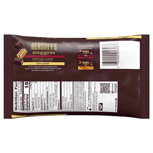 Socola đen Hershey hạnh nhân Hershey’s Nuggets Special Dark With Almonds 299g túi ngang