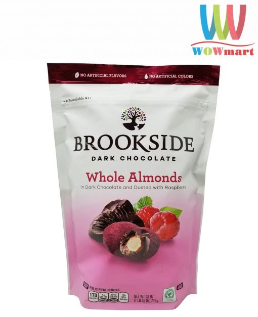 Socola mâm xôi hạnh nhân Brookside Dark Chocolate Whole Almonds Raspberry 737g