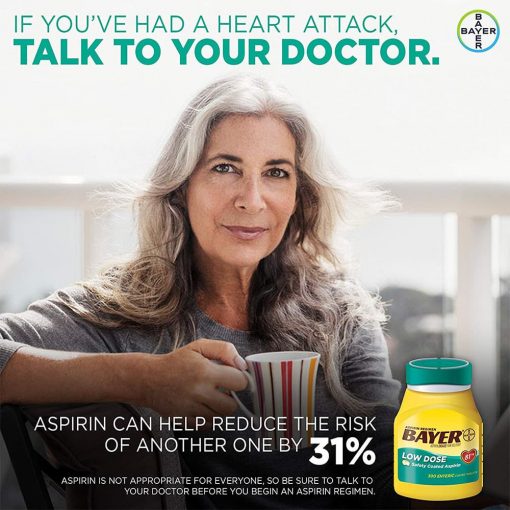 Thuốc giảm đau và ngăn ngừa nhồi máu cơ tim Bayer Low Dose Aspirin 81mg 300 viên