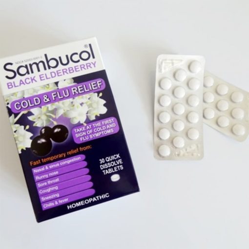 Viên uống trị cảm cúm Sambucol Cold & Flu Relief cho người lớn và trẻ em 30 viên
