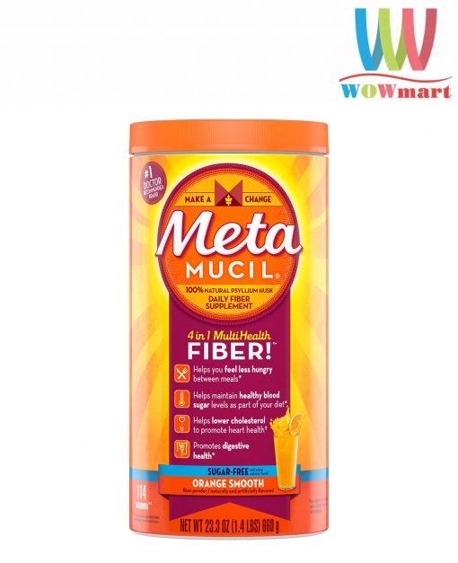 Bột cam bổ sung chất xơ Metamucil Multihealth Fiber Sugar Free 114 liều lượng