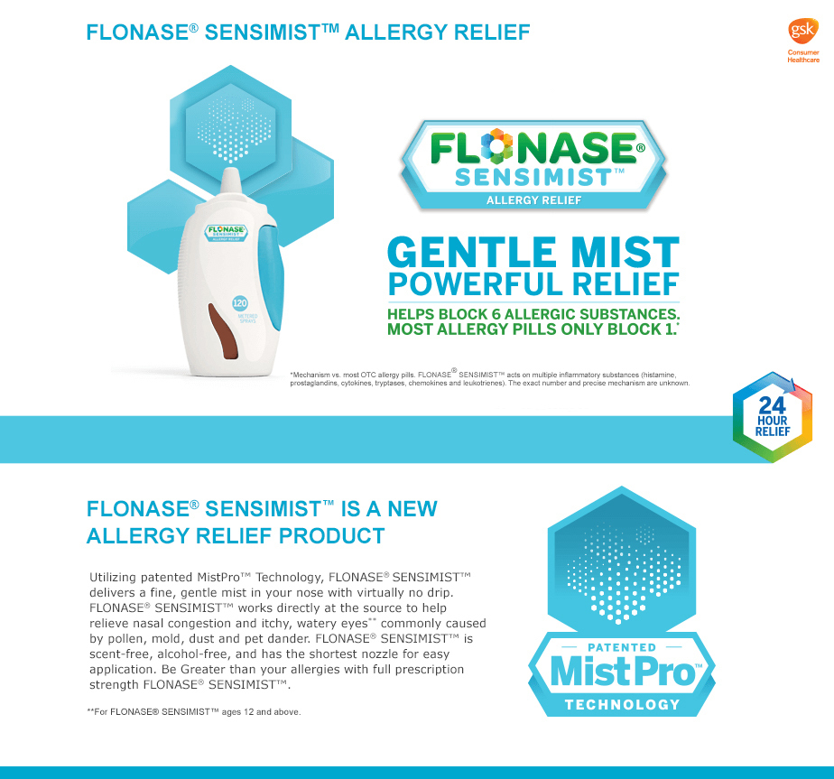 Chai xịt trị viêm mũi dị ứng Flonase Sensimist Allergy Relief 3 ống