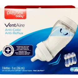 Hộp 3 bình sữa nghiêng cổ rộng Playtex Baby Ventaire Anti Colic 266ml 12 hop 3 binh sua nghieng co rong playtex baby ventaire anti colic 266ml knc