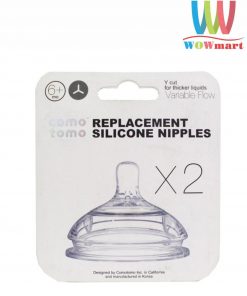 Set 2 núm ti bình sữa Comotomo Replacement Silicone Nipples 6m+ Y cut
