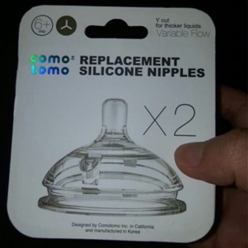Set 2 núm ti bình sữa Comotomo Replacement Silicone Nipples 6m+ Y cut