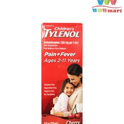 Siro Tylenol cho trẻ 2-11 tuổi Children’s Tylenol Pain Fever 120ml (Vị Cherry)