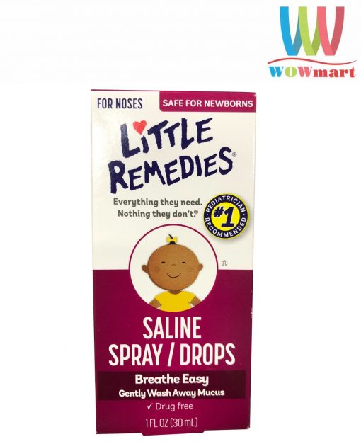 Thuốc nhỏ mũi cho trẻ sơ sinh Little Remedies Saline Spray Drops 30ml