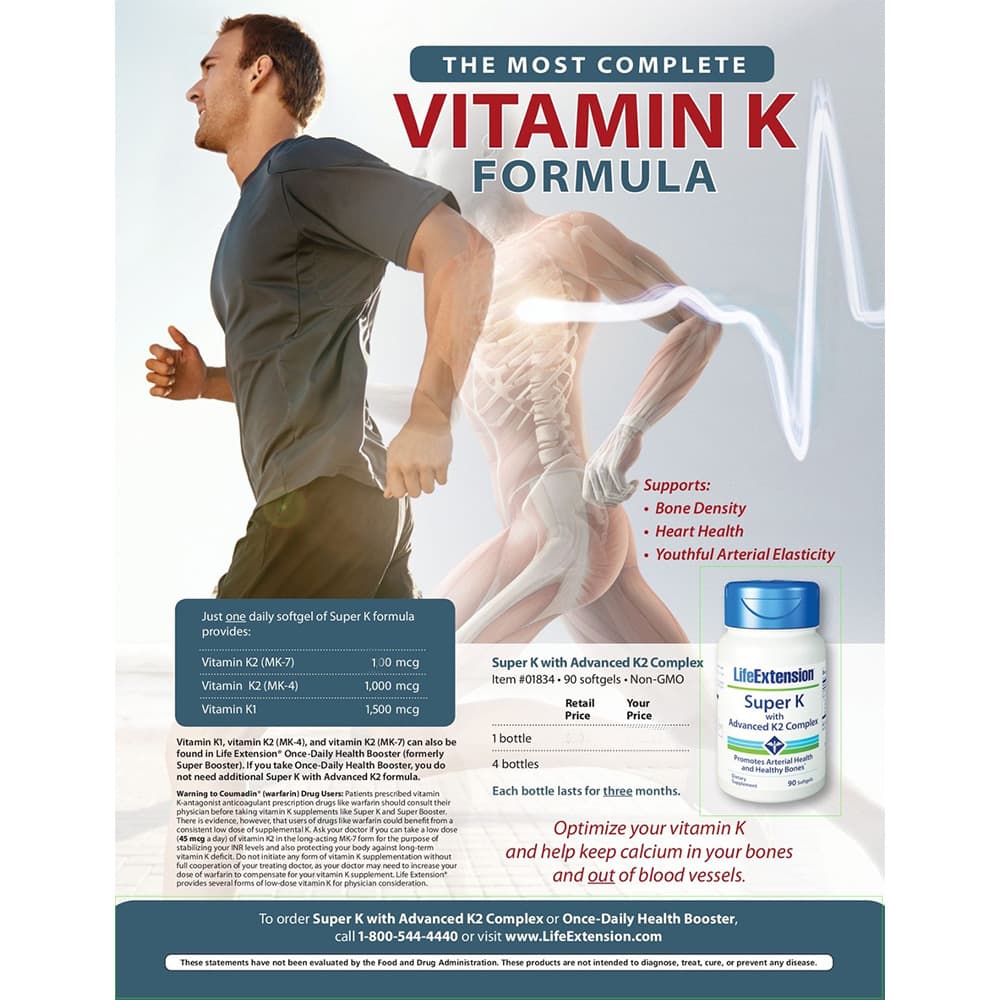 Bổ sung Vitamin K Life Extension Super K with Advanced K2 Complex 90 Softgels