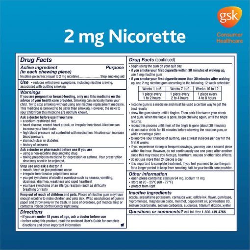 Kẹo cai thuốc Nicorette Gum Fruit Chill 2mg 200 viên