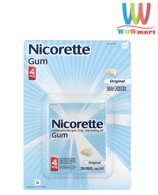 Kẹo cai thuốc Nicorette Gum Original 4mg 200 viên