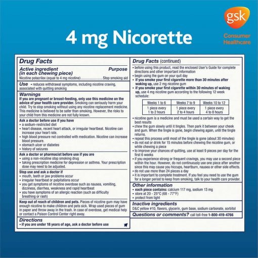 Kẹo cai thuốc Nicorette Gum Original 4mg 200 viên