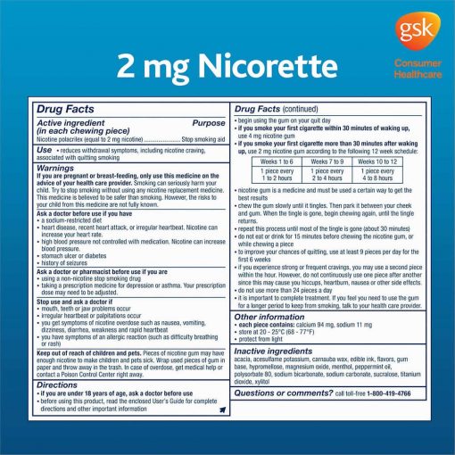 Kẹo cai thuốc Nicorette Gum Spearmint Burst 2mg 200 viên