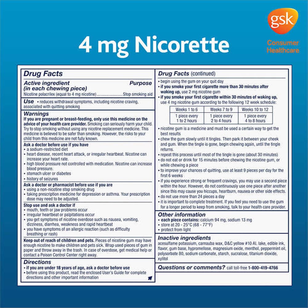 Kẹo cai thuốc Nicorette Gum White Ice Mint 4mg 200 viên