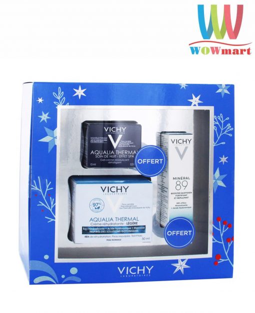 Set dưỡng ẩm trẻ hóa làn da ngày và đêm Vichy Aqualia Thermal 3 món