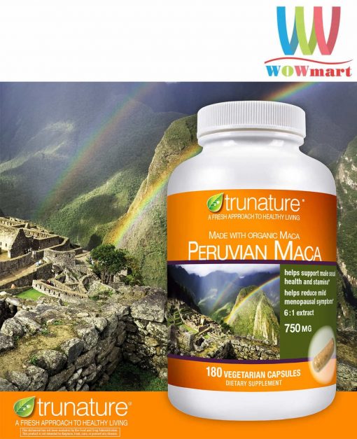 Viên uống tăng cường sức khỏe sinh lý nam nữ Trunature Peruvian Maca 750mg 180 viên
