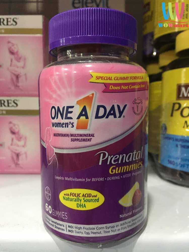 Kẹo dẻo đa Vitamin dành cho bà bầu One A Day Women’s Prenatal 60 Gummies