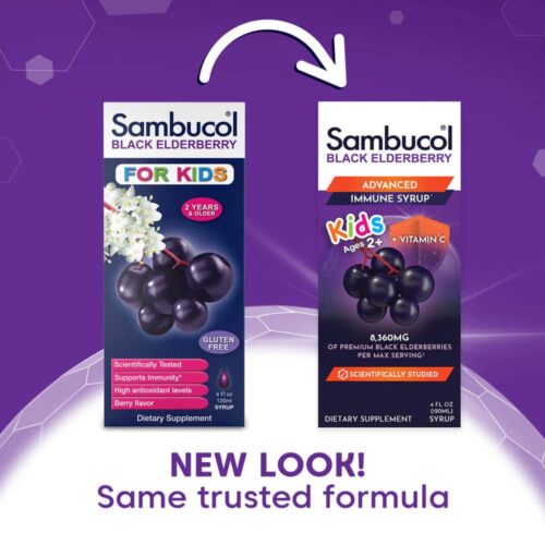 Siro Sambucol tăng đề kháng cho trẻ 2 tuổi trở lên SAMBUCOL Black Elderberry Advanced Immune Syrup Kids 120ml 11 siro cho be sambucol black elderberry tu 2 tuoi cho len 120ml 231025 ka
