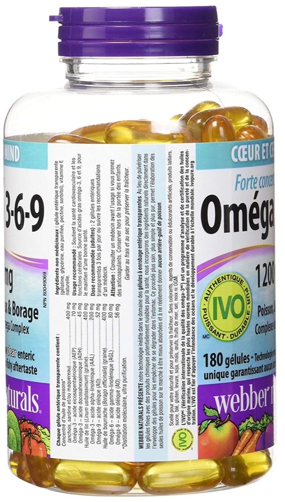 Dầu cá Webber Naturals High Potency Omega 3-6-9 180 viên