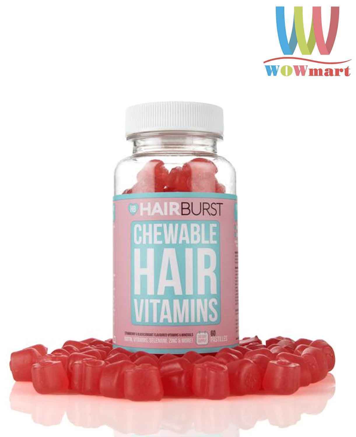 Kẹo Vitamin kích thích mọc tóc HAIRBURST Biotin Chewable Hair Vitamins 60  viên – Wowmart VN | 100% hàng ngoại nhập