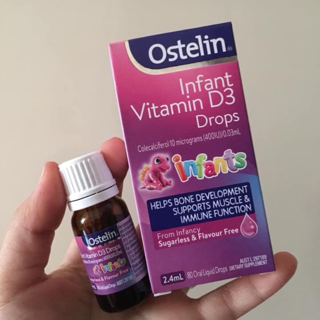 Vitamin hỗ trợ xương và đề kháng cho bé Ostelin Infant Vitamin D3 Drops 2.4ml