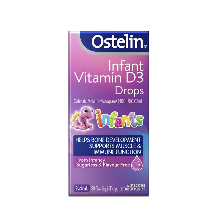 Vitamin hỗ trợ xương và đề kháng cho bé Ostelin Infant Vitamin D3 Drops 2.4ml