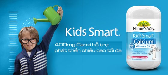 Viên nhai cho bé bổ xung Canxi + Vitamin D3 Nature’s Way Kids Smart 400mg 100 viên
