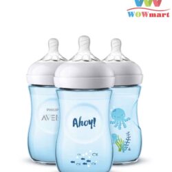 Bình sữa màu xanh Philips Avent Natural Baby Bottle Deco Blue 260ml 9 binh sua mau xanh philips avent natural baby bottle deco blue 226ml 4