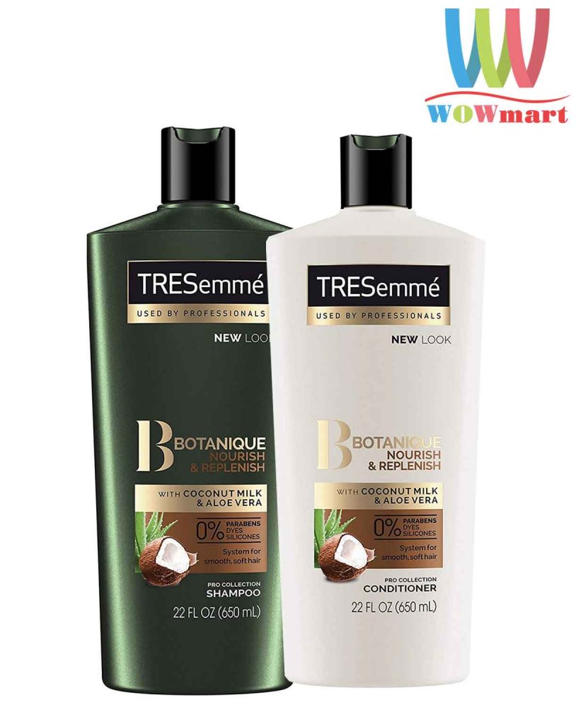 Dầu gội xả Tresemme Botanique Shampoo + Conditioner Nourish&amp; Replenish 650ml x2