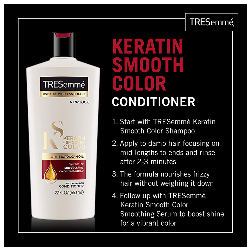 Combo Gội xả TRESemme Keratin Smooth Color Smooth Maroccan Oil 650mlx2