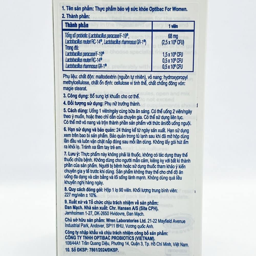 Men vi sinh dành cho nữ OptiBac Probiotics Intimate Flora 90 viên 7 Men vi sinh dành cho nữ OptiBac Probiotics Intimate Flora 90 viên - Ảnh 7
