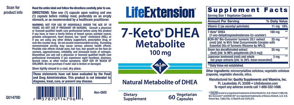 Viên nang chay Life Extension 7-Keto DHEA Metabolite 100mg 60 viên