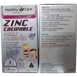 Viên kẹo nhai vị sữa bổ sung kẽm cho trẻ Healthy Care Zinc Chewable 120 viên 7 vien keo nhai vi sua bo sung kem cho tre healthy care zinc chewable 120 vien b