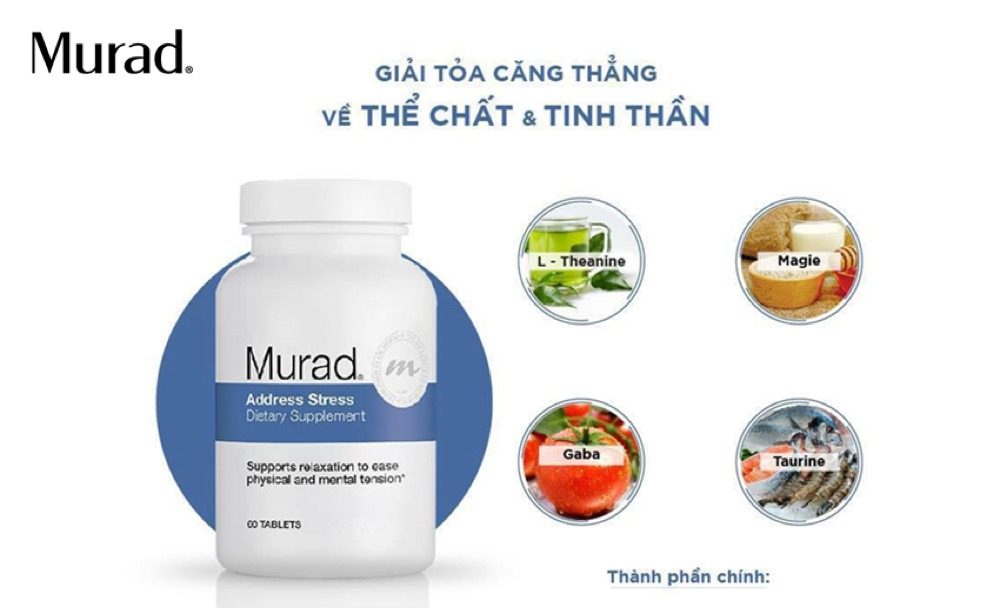 Viên uống giảm căng thẳng Murad Address Stress Dietary Supplement 60 viên.