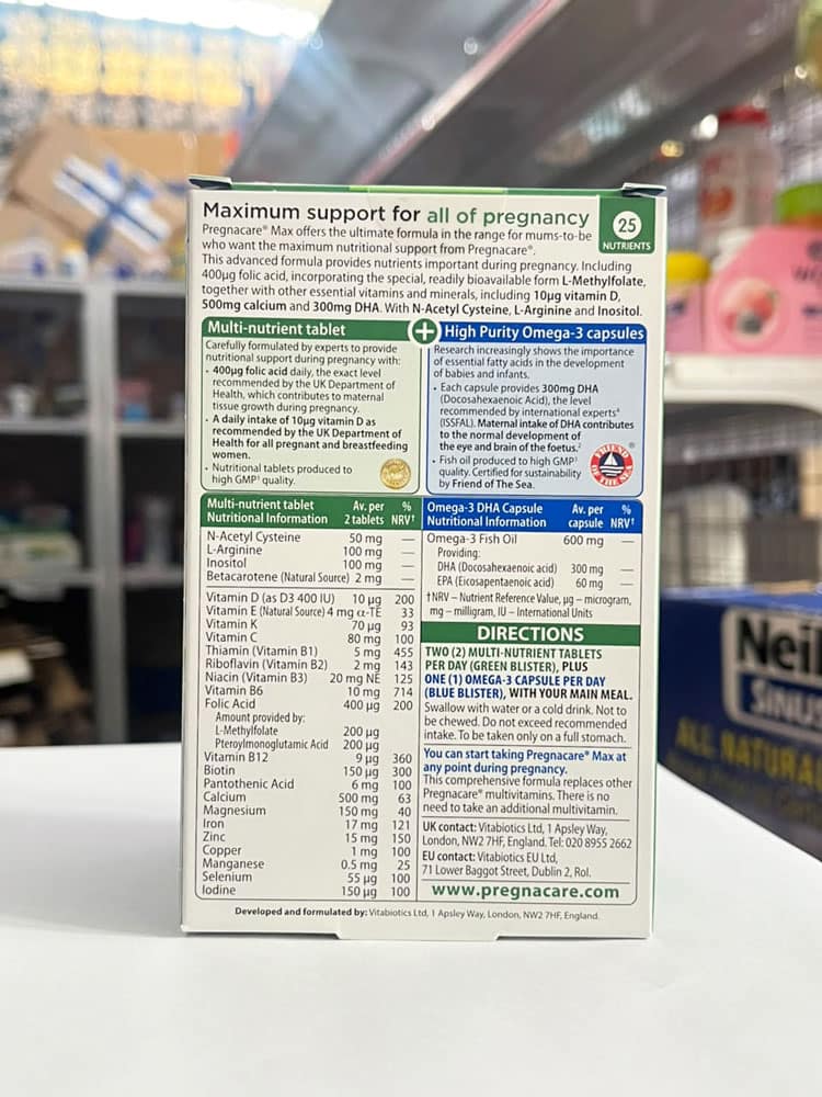 Vitamin cho bà bầu của Anh Vitabiotics Pregnacare Max 84 viên - Ảnh 3
