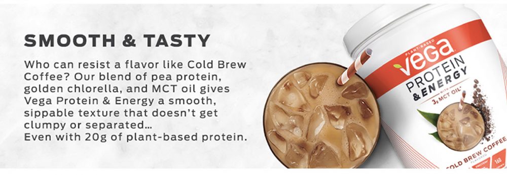 Bột Protein tăng năng lương Vega Protein &amp; Energy with 3g MCT Oil Cold Brew Coffee 876g