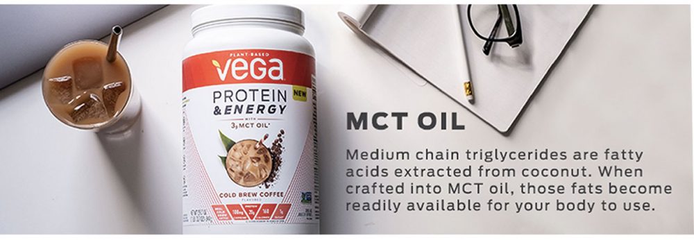Bột Protein tăng năng lương Vega Protein &amp; Energy with 3g MCT Oil Cold Brew Coffee 876g