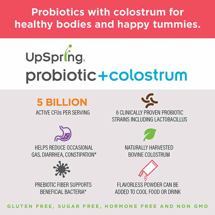 Men vi sinh và sữa bò non UpSpring Probiotics +Colostrum 30 gói