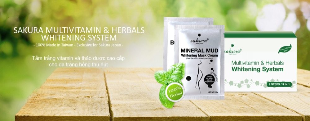Bộ kem tắm trắng Sakura Multivitamin &amp; Herbals Whitening System