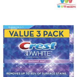 Kem đánh răng Crest 3D White Fluoride Anticavity Radiant Mint 136gx3
