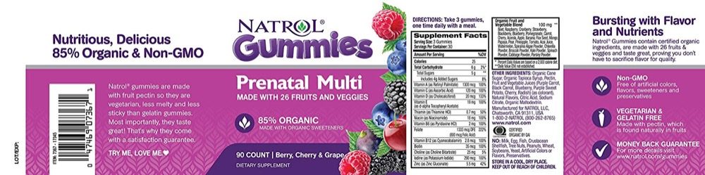 Kẹo dẻo đa Vitamin cho bà bầu Natrol Gummies Prenatal Multi 90 viên