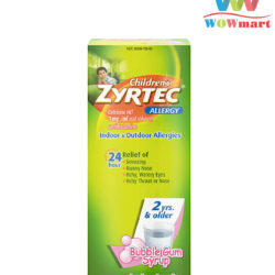 Siro chống dị ứng cho trẻ từ 2 tuổi Zyrtec Antihistamine Allergy Syrup Bubble Gum 118ml