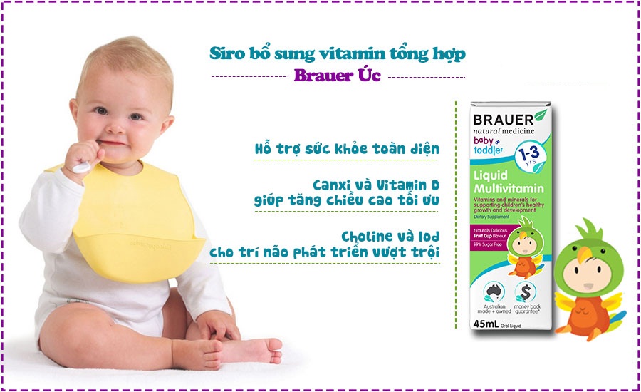 Vitamin tổng hợp cho bé 1-3 Brauer Liquid Multivitamin 45ml
