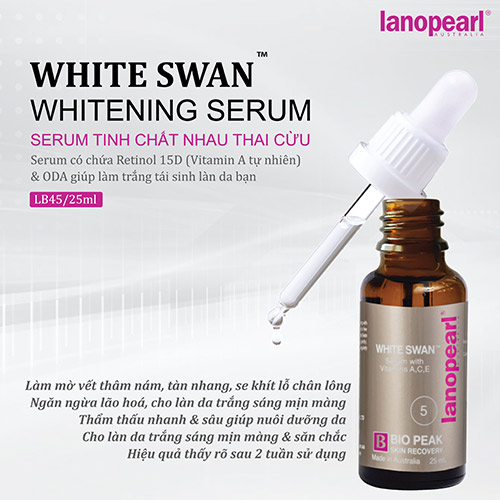 Serum dưỡng trắng da Lanopearl White Swan Whitening Serum Bio Peak 25ml